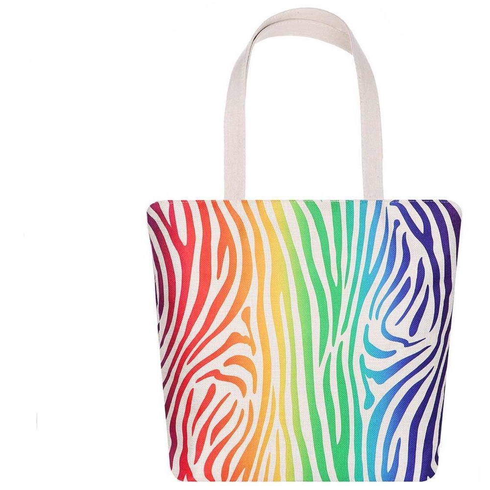 chic rainbow zebra print Ecco tote nwt